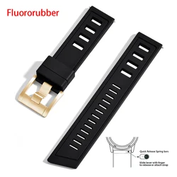 Enhanced Fluororubber Quick Release Waterproof Watch Strap - 22mm (Black gold)
