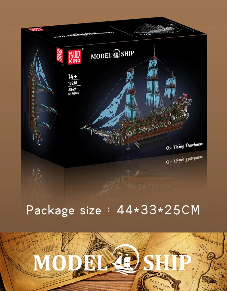 Mould King 13218 Piratenschiff-Spielzeug Das MOC Big Flying Dutchman Baustein-Set Schiffsmodell-Bausatz Kinder Weihnachtsgeschenk – Detail 8