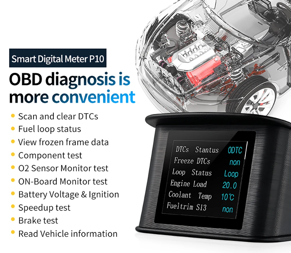 P10 Pro Head Up Display On-board Computer Car Digital OBD2 Mileage OBD Driving C