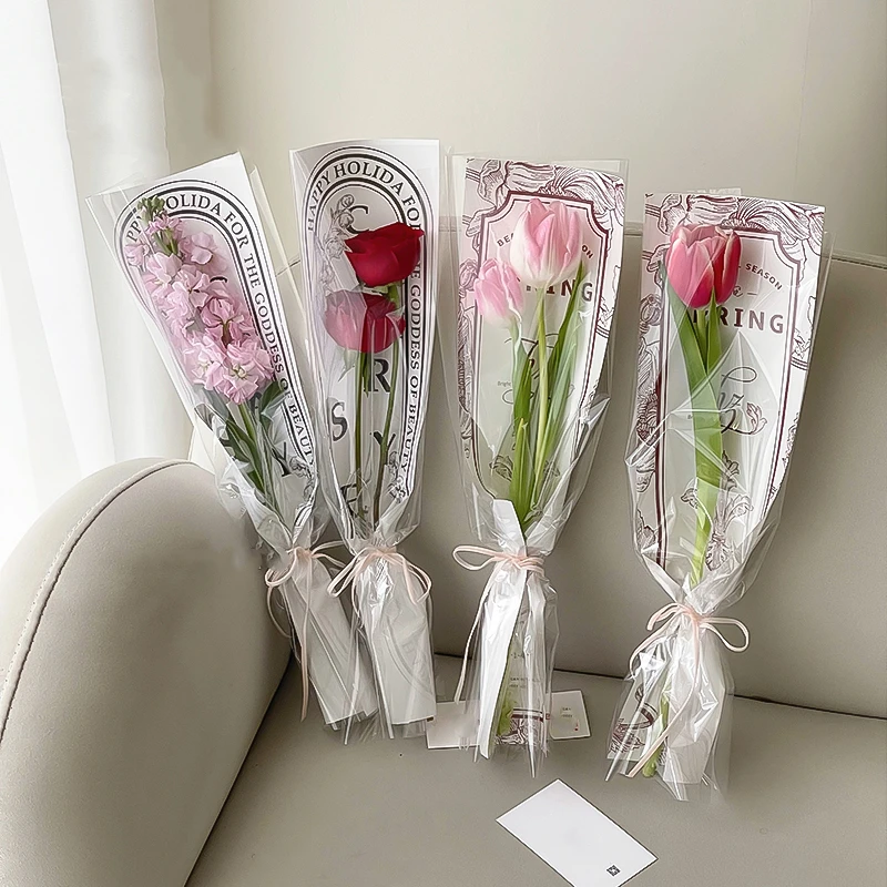 thumbnail image 2 of AUEAR Single Rose Packaging Bags - 100 Pack White Flower Wrapping Sleeves 2 of 14