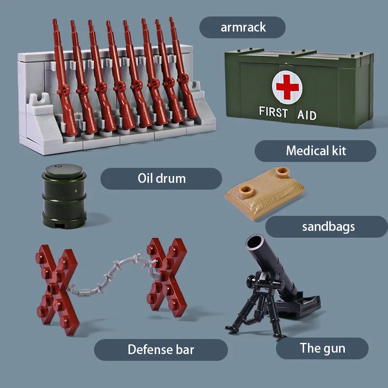 MOC Military Base Building Blocks Weapons House Blocks Toys for