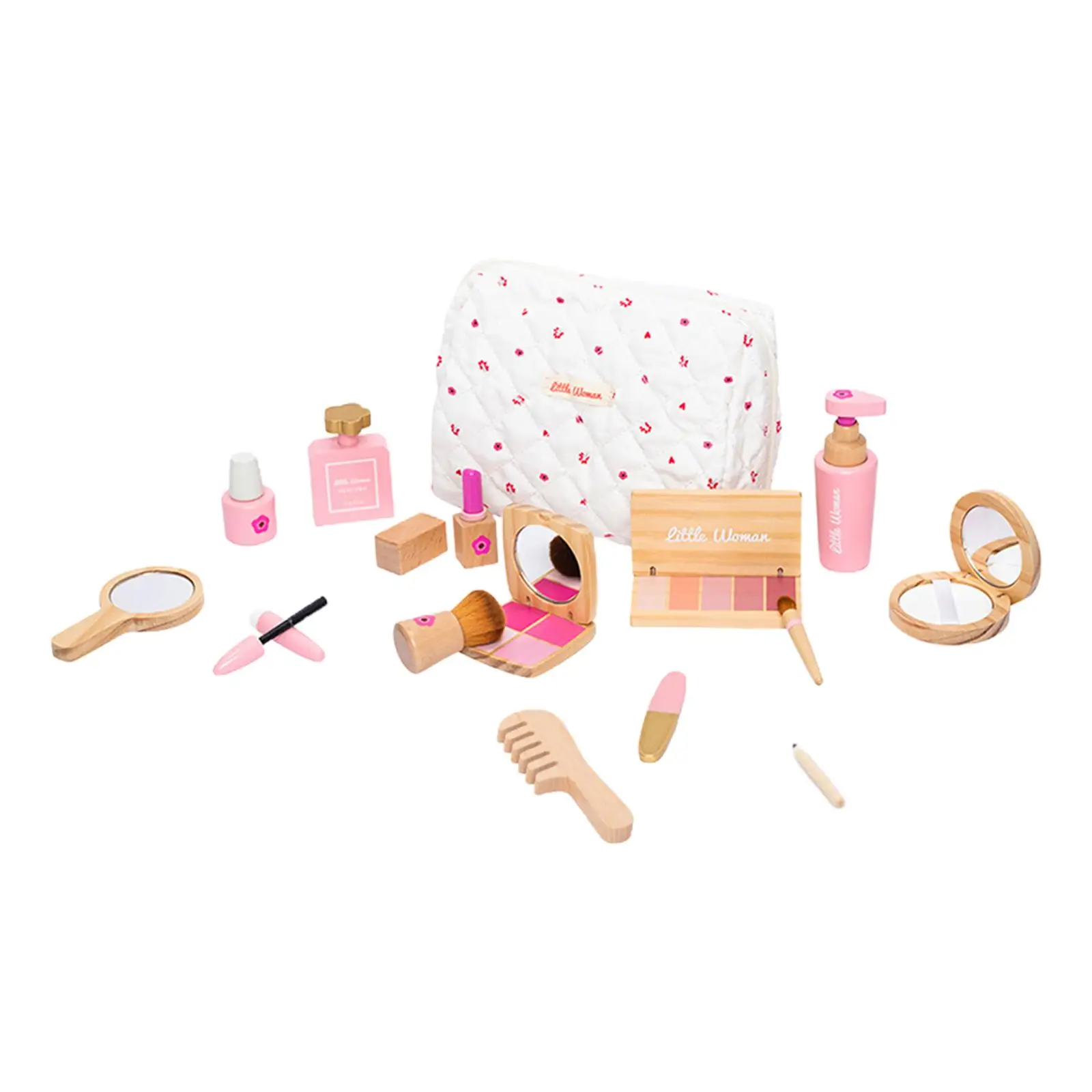 Pretend Play Makeup Beauty Set for Girls Pretend Wood Beauty Salon Toys Set Makeup Toy for Birthday Toys Gift Halloween Kids