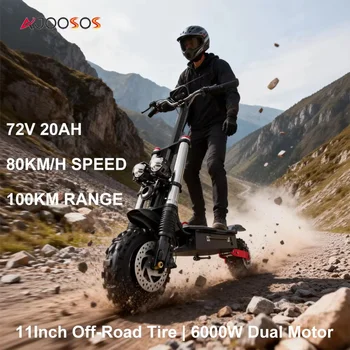 Monopattino Elettrico 72V X60 con Doppio Motore Potente da 6000W, Velocità Massima 80KM/H, Pneumatici Fuoristrada da 11 Pollici