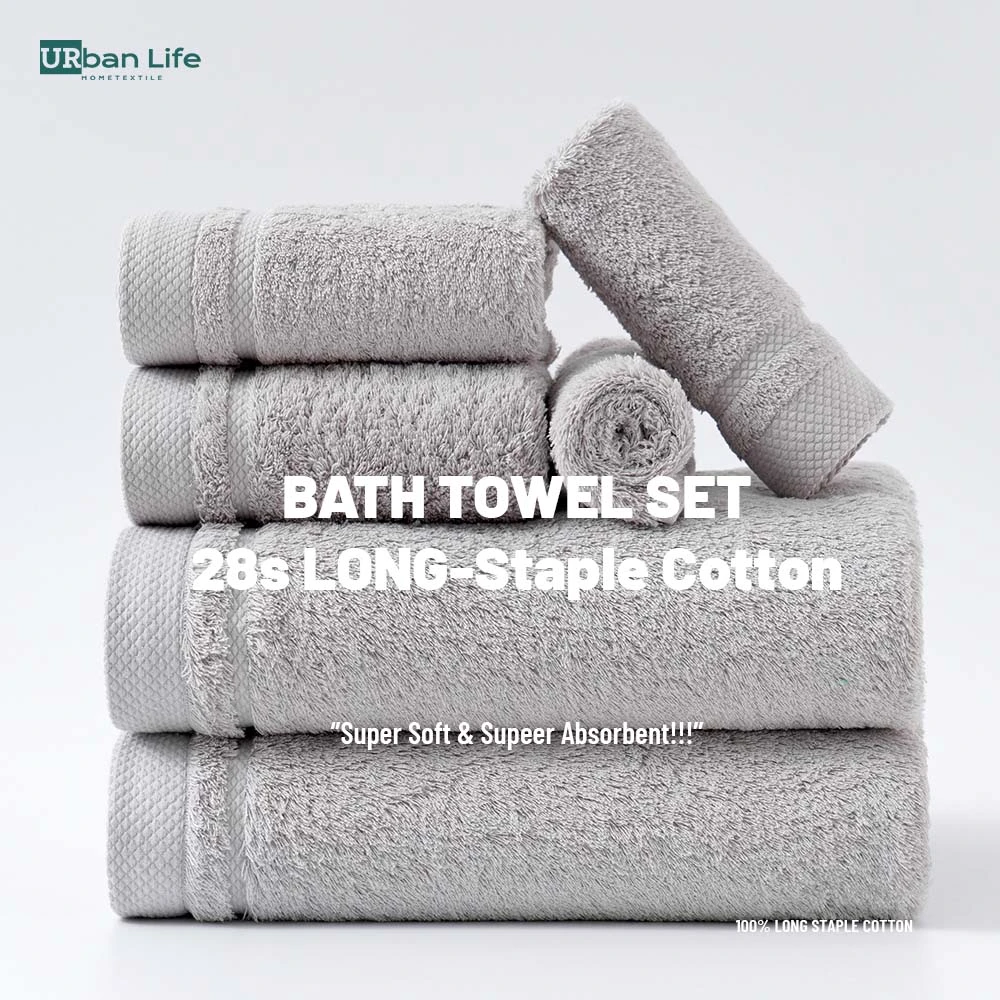 URBANLIFE 100 28S Long Staple Cotton Towels Set, Highly Absorbent Bath Towel Set Washcloths 4