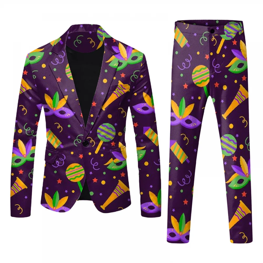 Men Suit Coat One Buttton Notched Lapel Floral Suit Blazer Pant Men Party Luxury Design Causal Fashion Slim Fit Blazer for