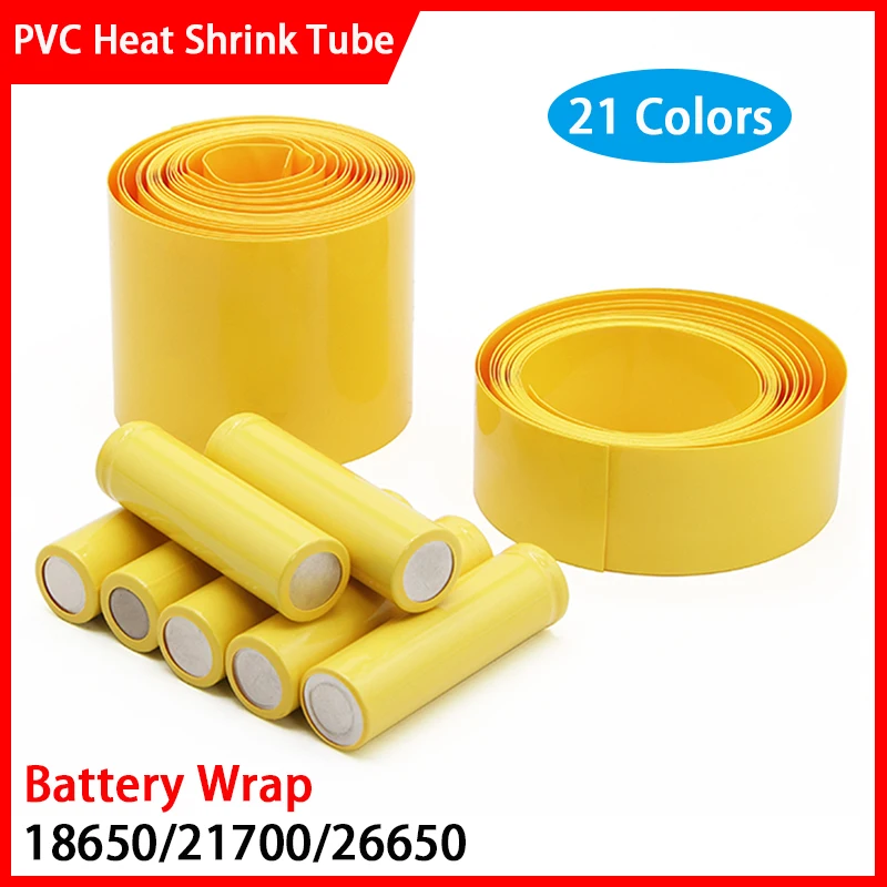 2/5/20/50M Pvc Termoretraibile Wrap 18650 21700 26650 Tubo Guaina Termoretraibile Tubo Proteggi Tubo Copertura Batteria Film Tape