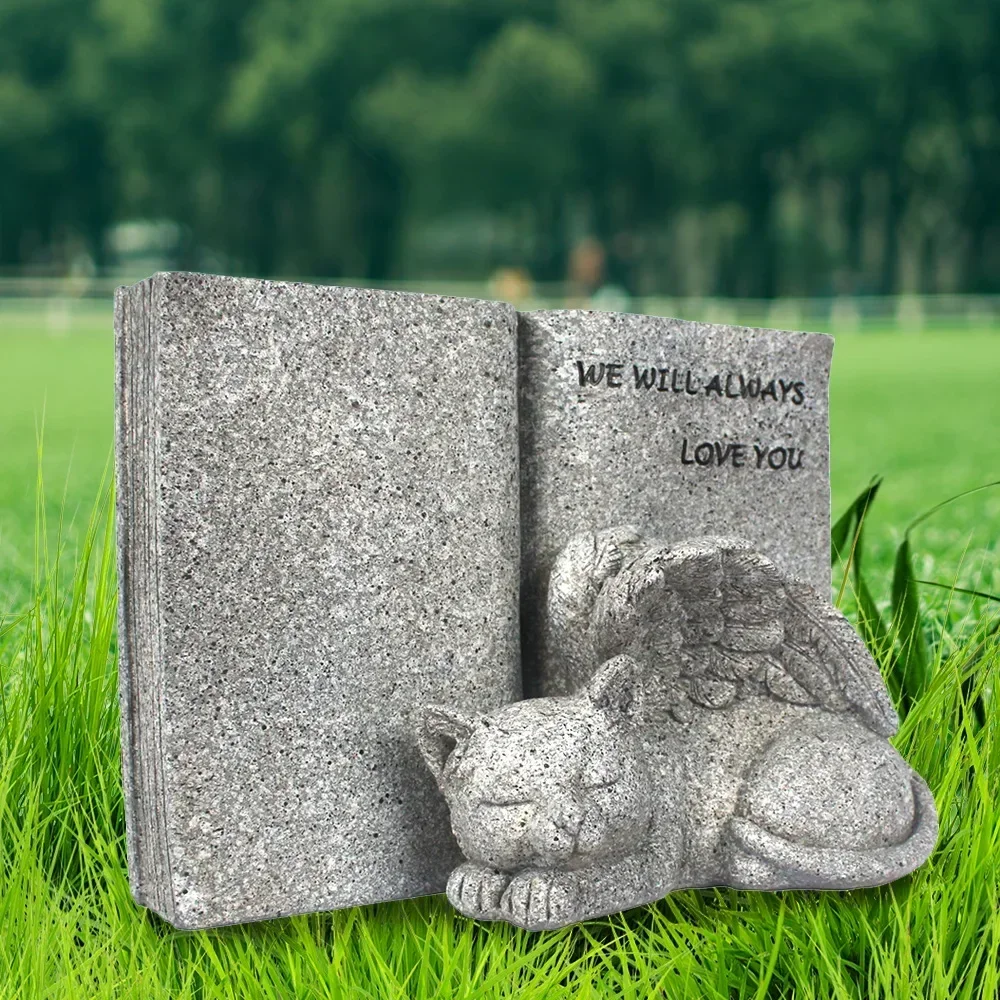 

Angel cat ornaments creative resin pet tombstone memorial stone garden animal statue decorations