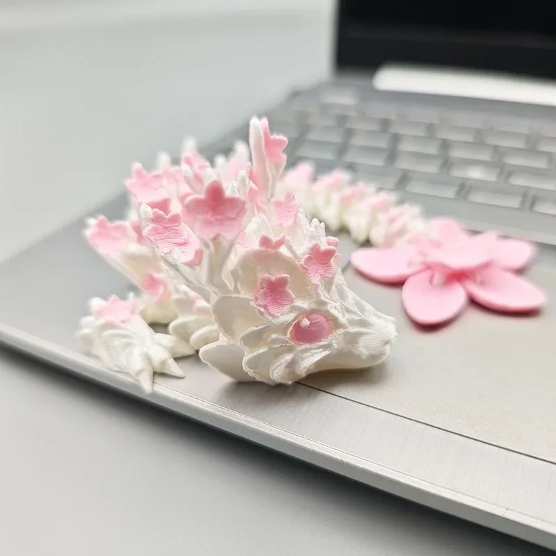 3D Printed Cherry Blossom Dragon Movable Joint Articulated Dragon Action Figures Home Office Desktop Ornament Birthday Gifts 1