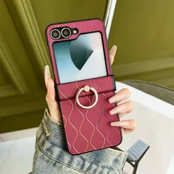 Colorful Wave Pattern Fashion Finger Ring Stand Cover - Samsung Zflip 4 (Hot Pink)