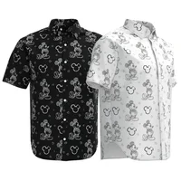 2024 New Disney Hawaiian Shirt Fashion Mickey Mouse Sketch Doodle Shirt Disneyland Short Sleeve Button Shirt Casual 1