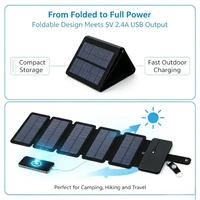 Panneau solaire pliable pour l'extérieur, dispositif d'alimentation USB 5V 2.4A, pack d'alimentation solaire portable pour la randonnée, le trekking, les voyages en voiture, la recharge d'urgence des téléphones portables 8