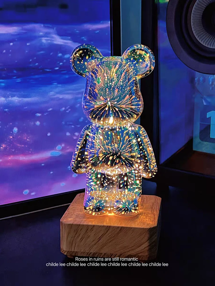 

Fireworks Bear Decoration Colorful Luminous Bedroom Decoration Rechargeable Edition