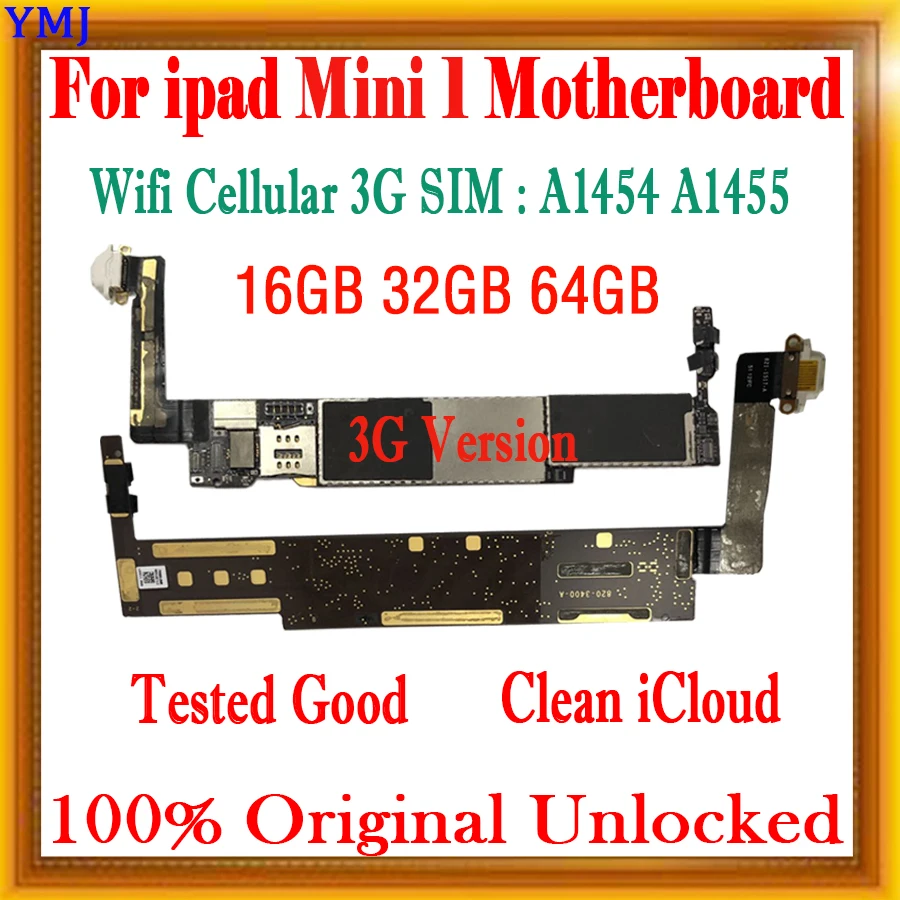 A1432 Versione Wifi, A1454 O A1455 3G Sim, Originale, Icloud Gratuito Per Scheda Madre Ipad Mini 1 Con Scheda Madre Del Sistema Ios