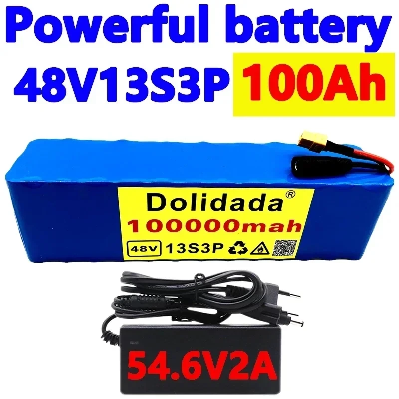 

NEW 48V100Ah 1000w 13S3P XT60 48V Lithium ion Battery Pack 100000mah For 54.6v E-bike Electric bicycle Scooter with BMS+charger