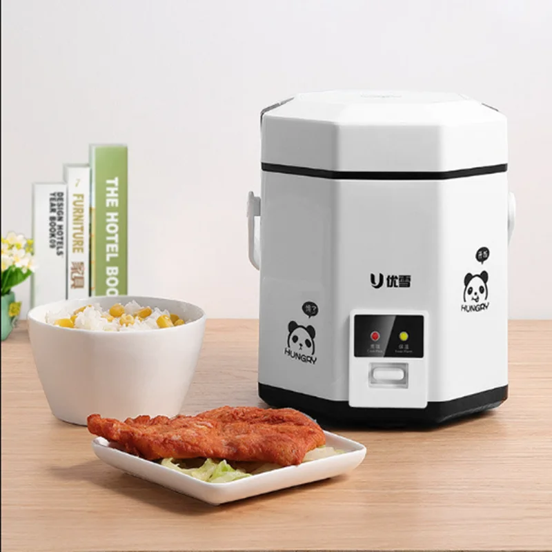 1.2L Mini Electric Rice Cooker 2 Layers Heating Food Steamer Multifunction Meal Cooking Pot 1-2 People Lunch Box 3