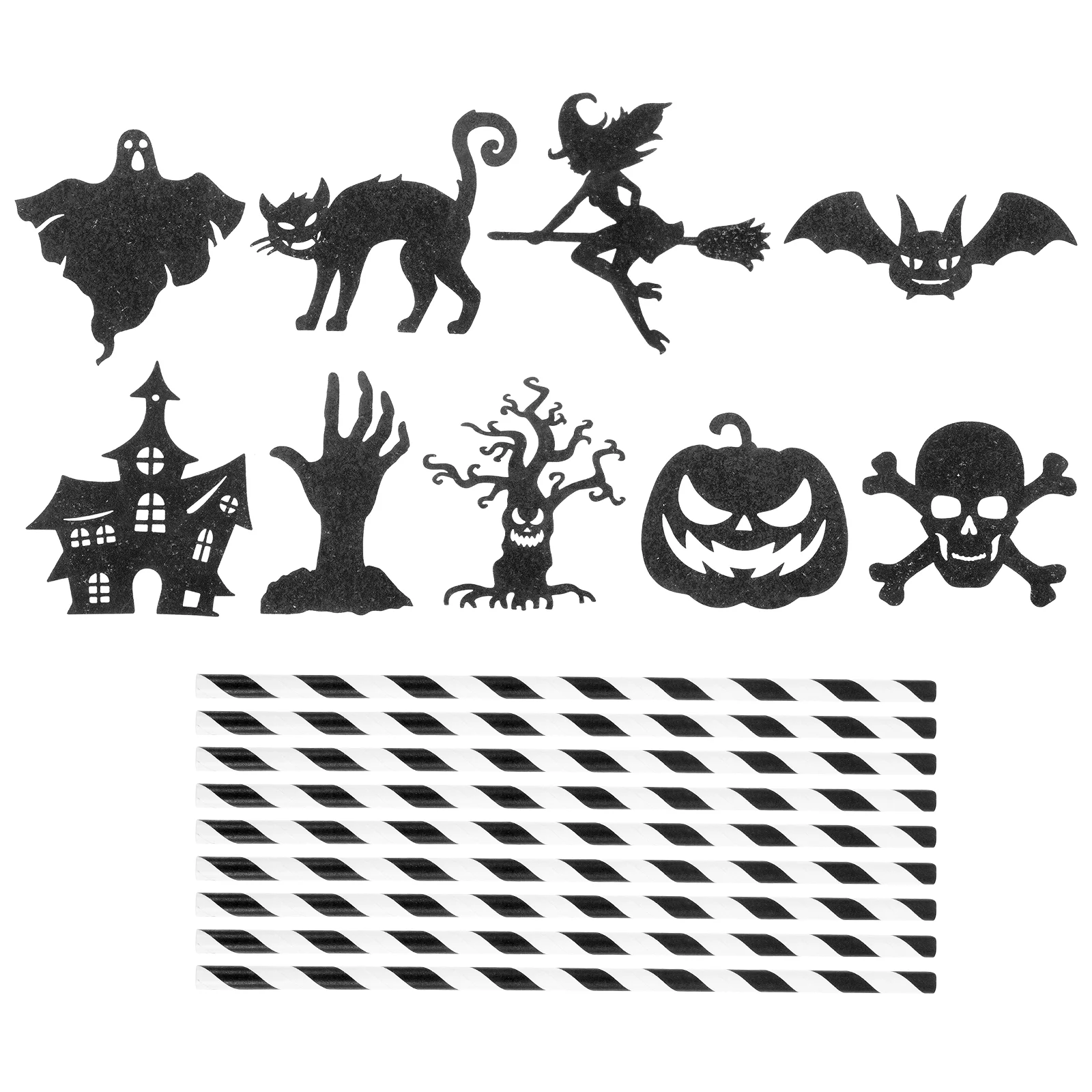Halloween Themed Straws Skull Bat Decorations Paper Cartoon Beverage Juices Drinking Tools Party Supplies Straw Accessories