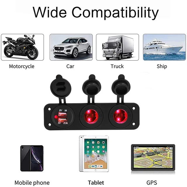 Toma de mechero de coche de 12 V, Cargador USB Dual, adaptador de corriente  3.1A divisor, Cargador rápido USB para motocicletas y barcos, adaptador -  AliExpress