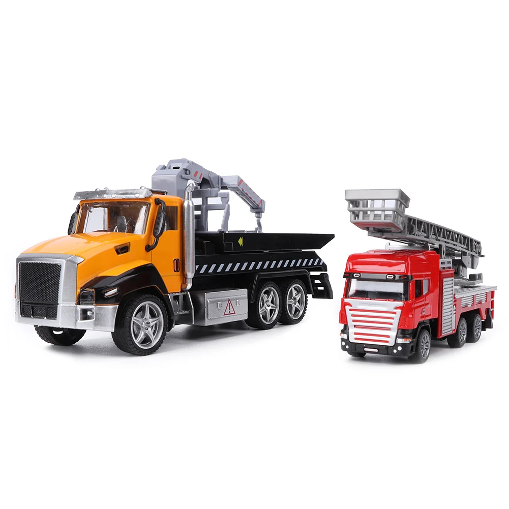 Alloy Pull Back Rescue Truck Fire Truck Toy Kit With Lighting Sound Effect Vehicle Model Highly Simulation Children Car Toy Gift 6 pieces of car model pull back car mobile car fire truck taxi model children mini car boy toy gift children toy