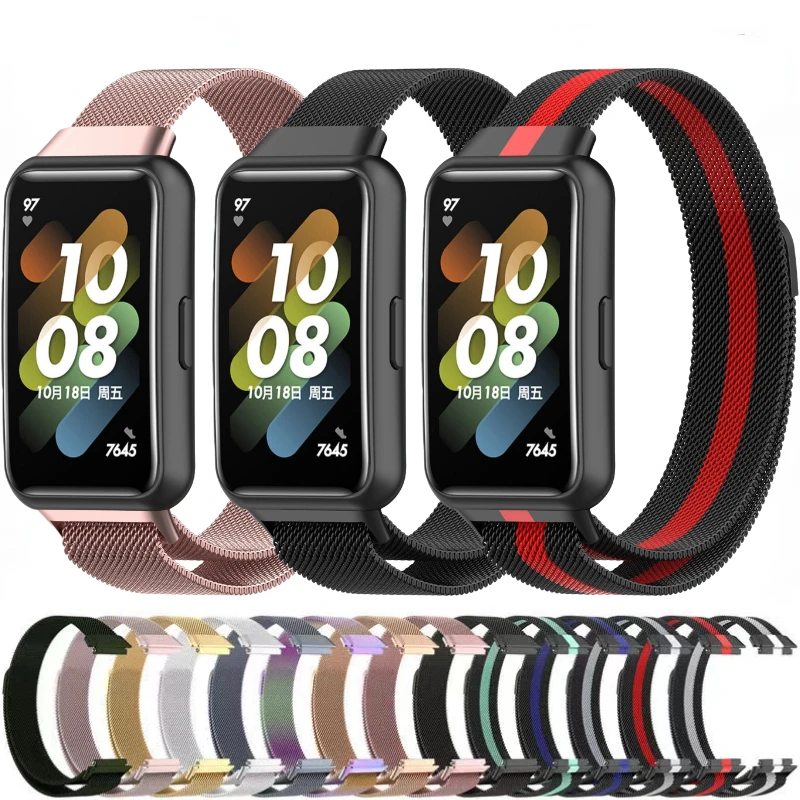 

Milanese Magnetic Metal Strap For Huawei Band 7 Sports Stainless steel Bracelet Band For Huawei band 7 Multicolor fashion Correa