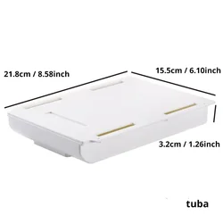 White Self-Adhesive Hidden Under-Desk Storage Drawer for Makeup and Office Supplies (1pc L)