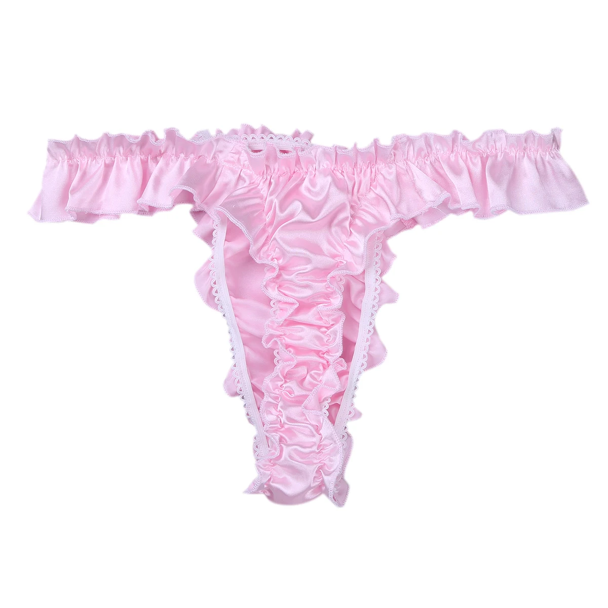 Fetish Men Sexy Lingerie Underwear Sissy Panties Shiny Ruffle Frilly Bikini Erotic Underwear Sexy Lingerie Soft High Cut Briefs