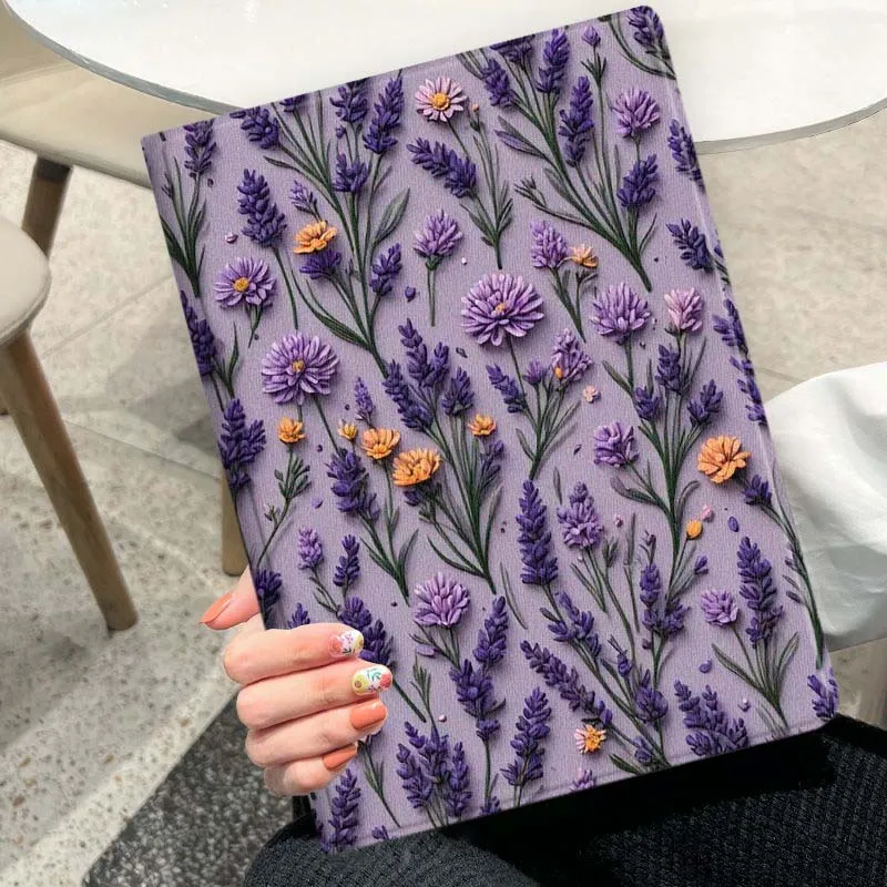 Cartoon Purple Flowers Soft Tablet Case