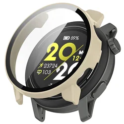 Premium Tempered Glass Screen Protector Case with Strap Protective Cover and Bumper - Smartwatch Accessory Kit - Coros Pace 3 (Lvory White)