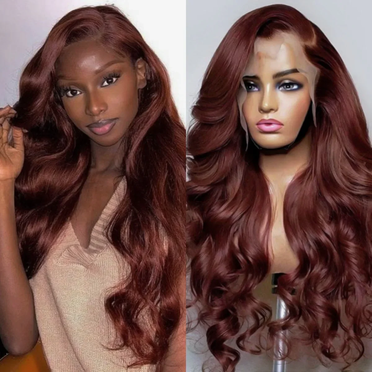 Reddish Brown 13X4 Synthetic Lace Front Wigs For Women Copper Red Lace Frontal Wig Pre Plucked Hairline With Baby Hair Fiber