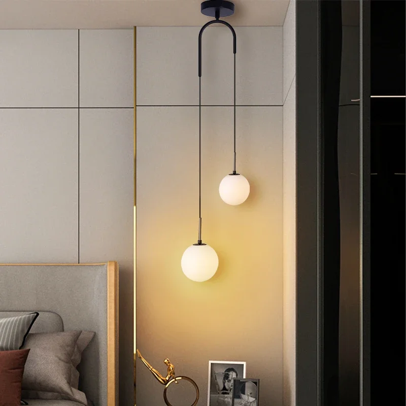 

Nordic bedroom bedside restaurant pendant lamp bar simple living room background wall led creative Bar Decor Hanging Lamp
