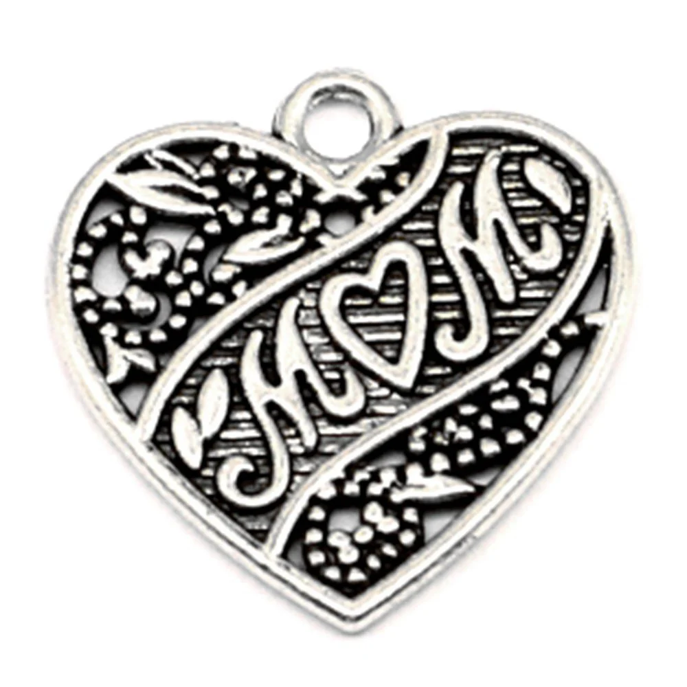 

Love Heart Charms Pendants Diy Design Jewelri 18x18mm 10pcs Antique Silver Color
