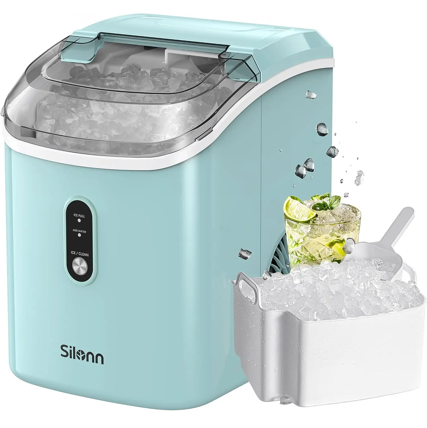 Nugget Countertop Ice Maker Soft Chewable Pellet Ice 34lbs/Hours Pebble  Portable Ice Machine with Ice Scoop, Self-Cleaning - AliExpress