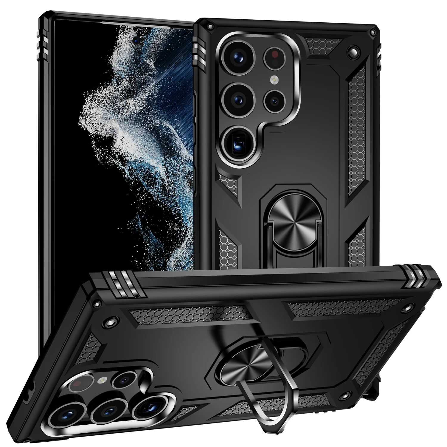 JSFS Heavy Duty Shockproof Protective With Kickstand For Samsung Galaxy S24 S23 S22 S21 S20 Ultra Plus FE Case_voghion.com