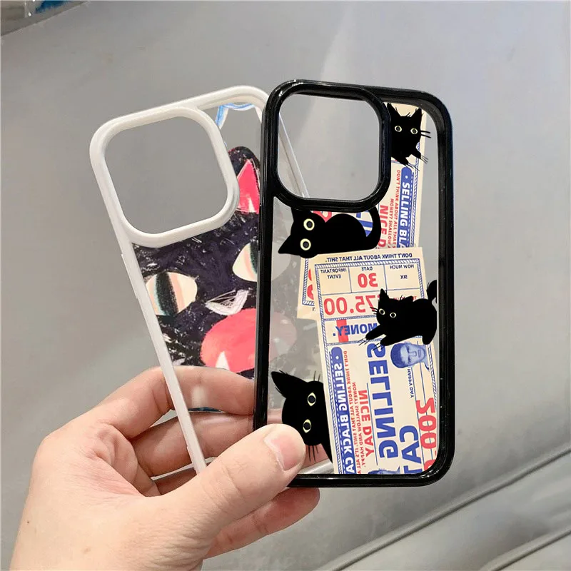 Doodle Angry Cat Shockproof Clear Phone Case