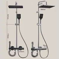4 Functions Gun Grey Piano Light Emitting Diode Display Brass Material Bathroom Faucet Soft Jet Massage Shower System 6