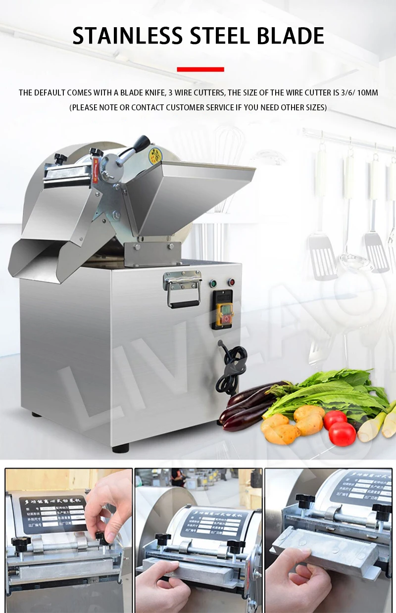 Description Picture 3 of itemCommercial Electric Vegetable Cutter Slicer Automatic Potato Chips Shredding Cutting Dicing Machine