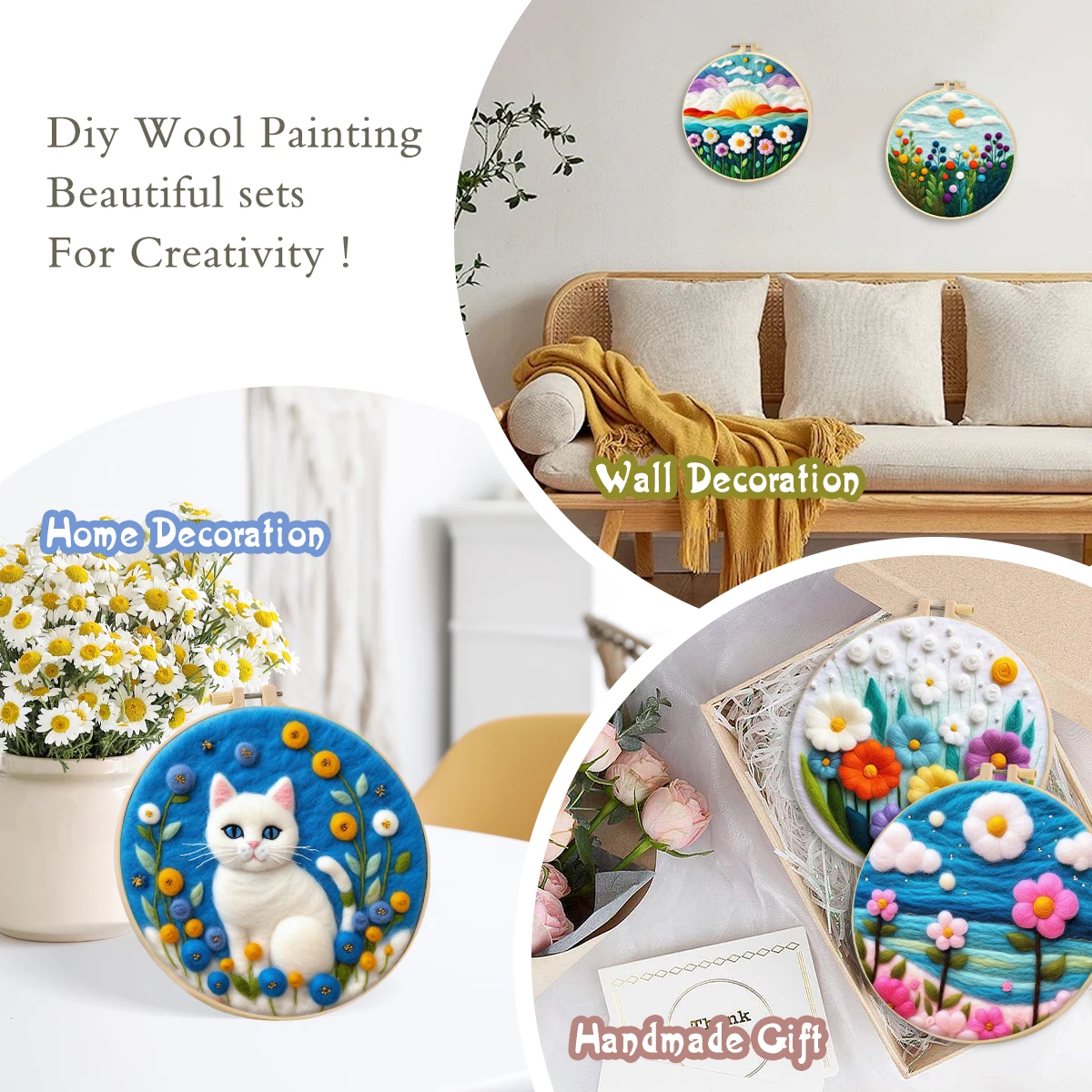 Colorful Animals DIY Wool Embroidery Kit