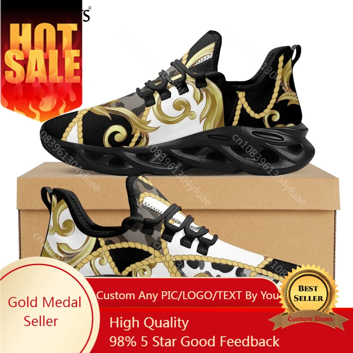 Casual Lace-up Mesh Sneakers For Women Vintage Baroque Leopard Floral Print Girls Travel Platform Shoes Footwear