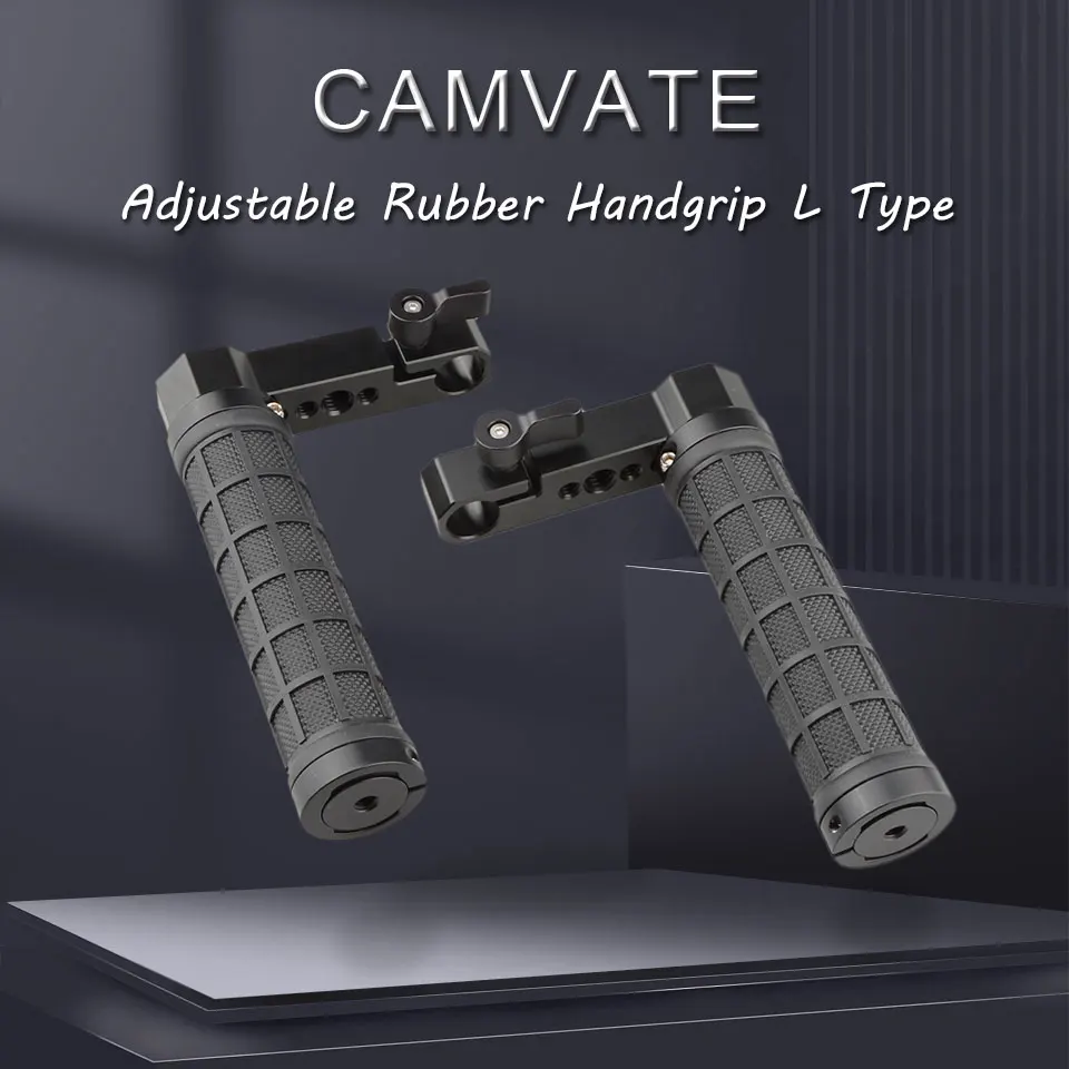 2Pcs Adjustable Rubber Handle & 15mm Rod Clamp &1/4"-20 3/8"-16 Mounting Holes D