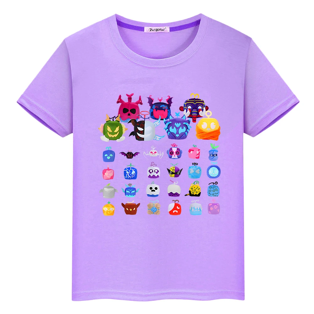 Blox Fruits New Game t shirt for kids boy 10years 100%Cotton Short Tops y2k one piece anime Tees pride tshirt kids clothes girls 6