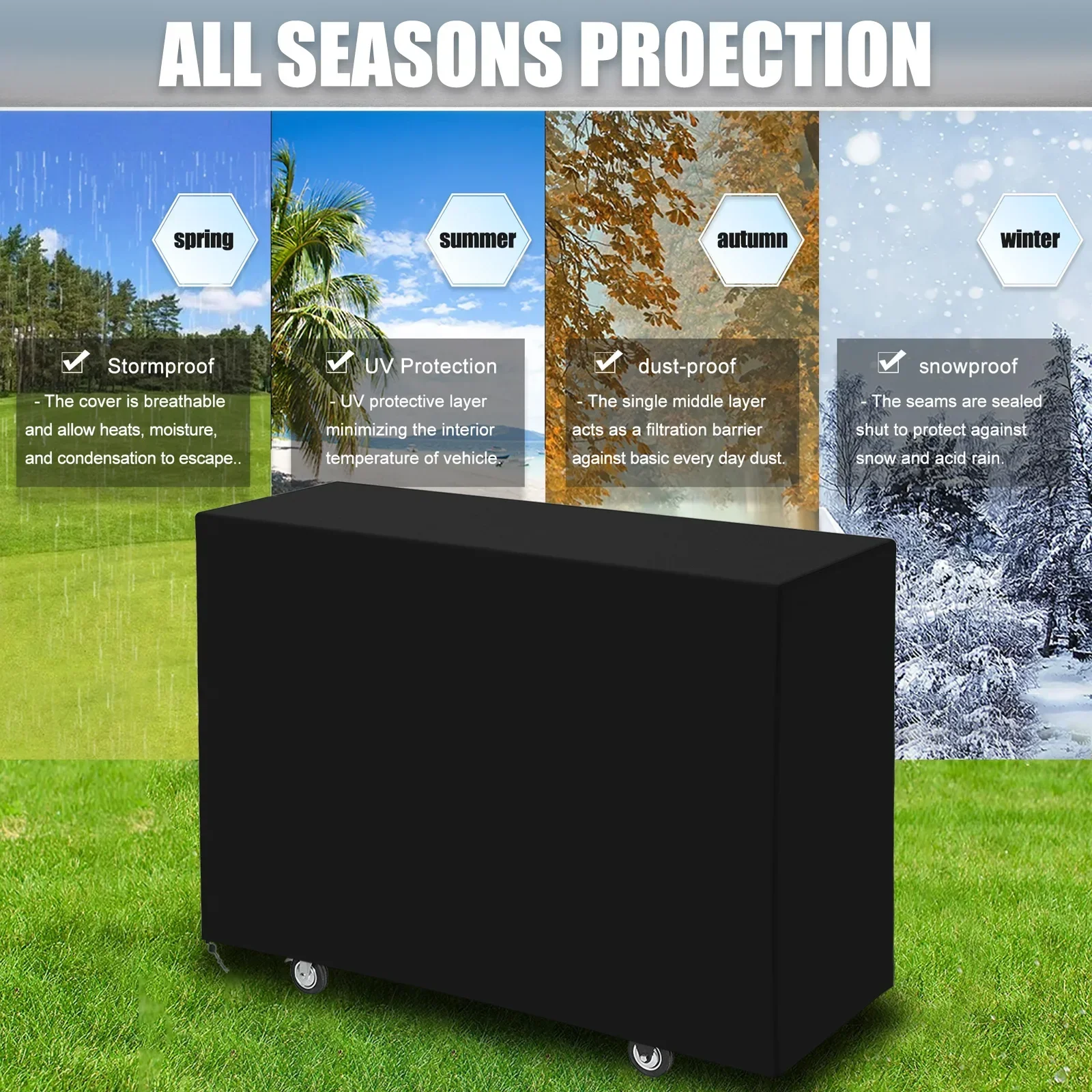 Outdoor Grill Cover 210D Oxford Dustproof BBQ Cover Drawstring UV Resistant Waterproof Wind Proof Grill Protective