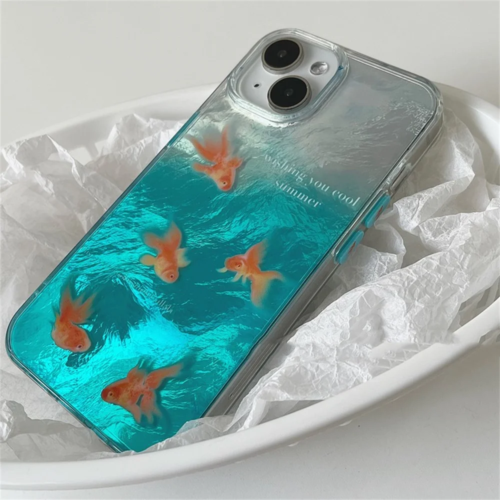 Cartoon Aquarium Sea Goldfish Animal Phone Case For iPhone 15 13