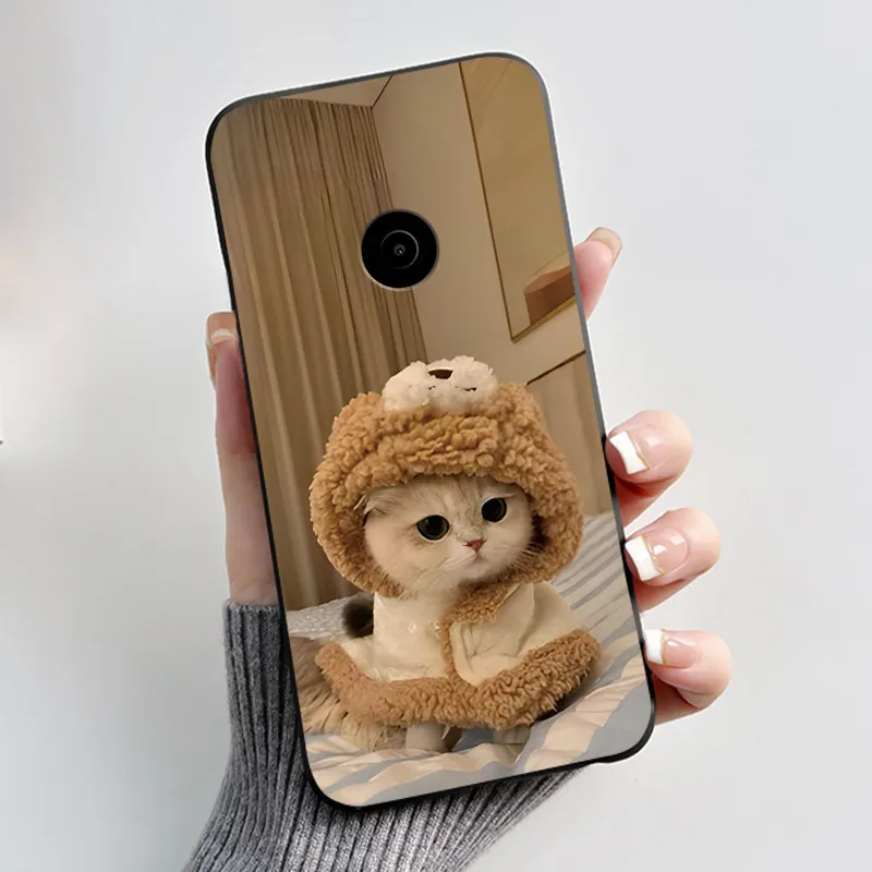 Aesthetic Cute Cat Cartoon Black Silicone Phone Case - Shockproof Protective Bumper