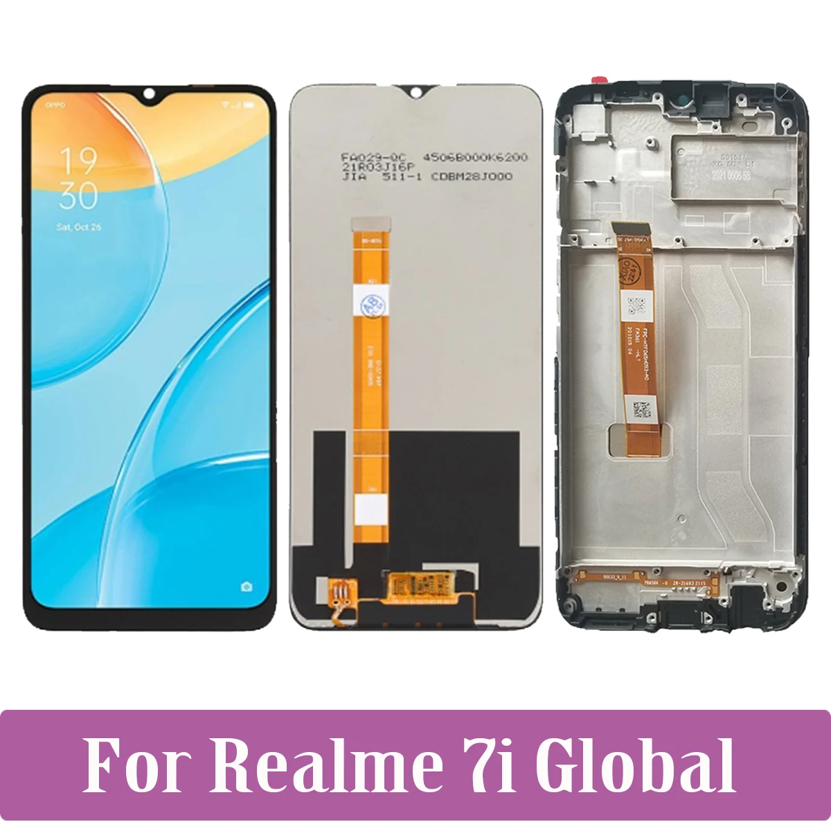ЖК-дисплей с сенсорным экраном и дигитайзером в сборе для Realme 7i Global LCD RMX2193 Helio G85 LCD с рамкой