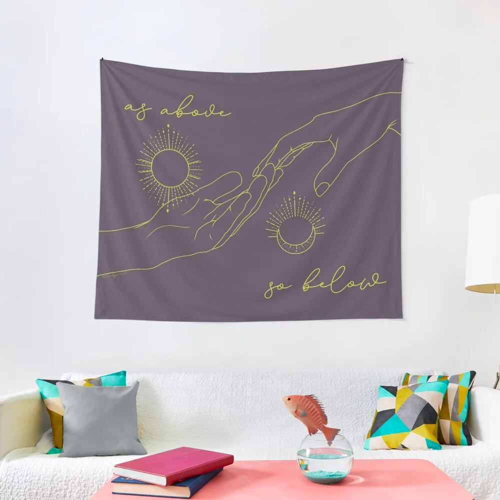 

As Above So Below- Touching Hands Yellow Tapestry Room Decoration Wall Decorations
