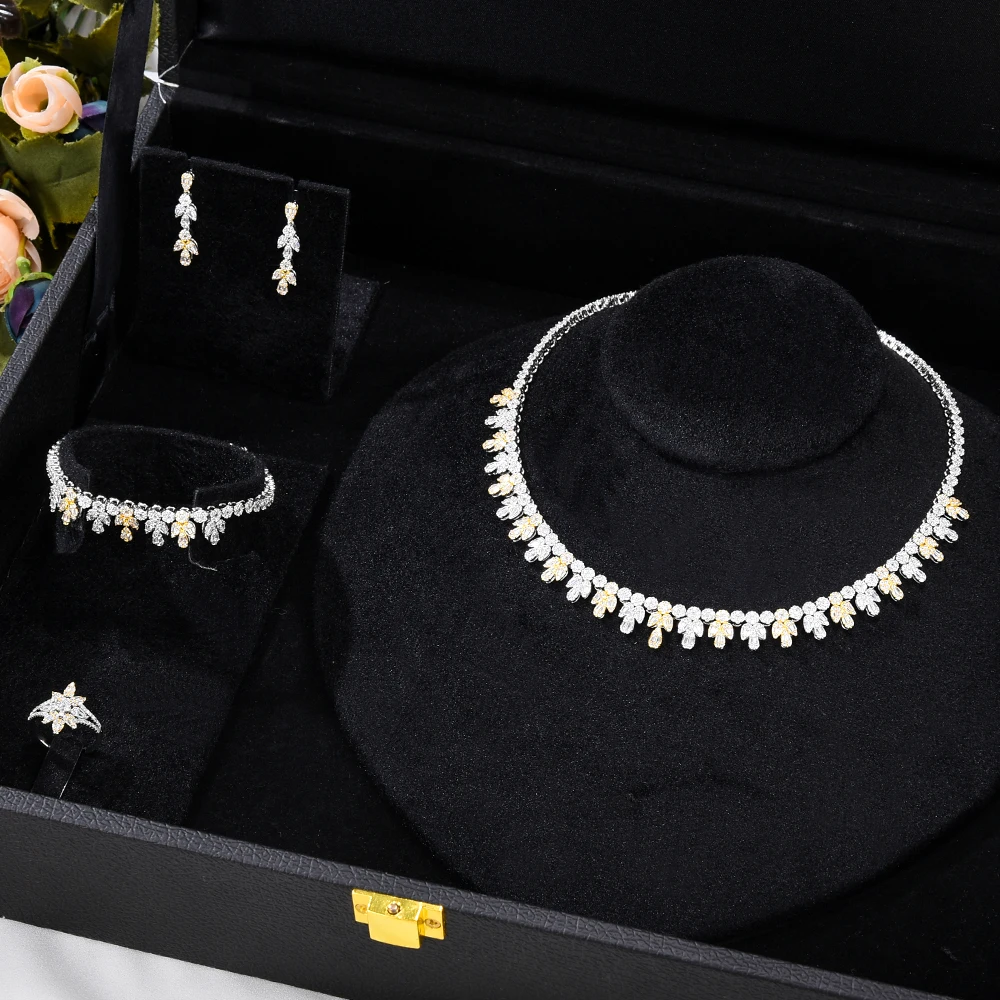 

GODKI New TASSEL DROP 4pcs African Jewelry Set For Women Party Gift Dubai Jewelry Set Cubic Zircon Nigeria Wedding Jewelry Sets