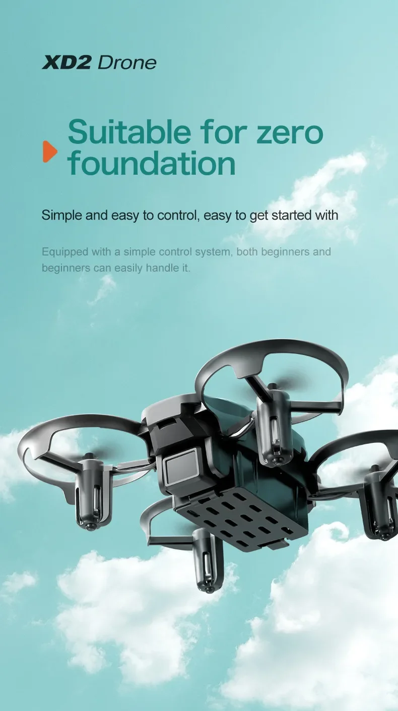 XD2 Mini Pocket toys Crash Resistant 2.4G Four Axis Aircraft 360 ° Rotating Rolling Remote Control Toy Mini Drone Birthday Gift
