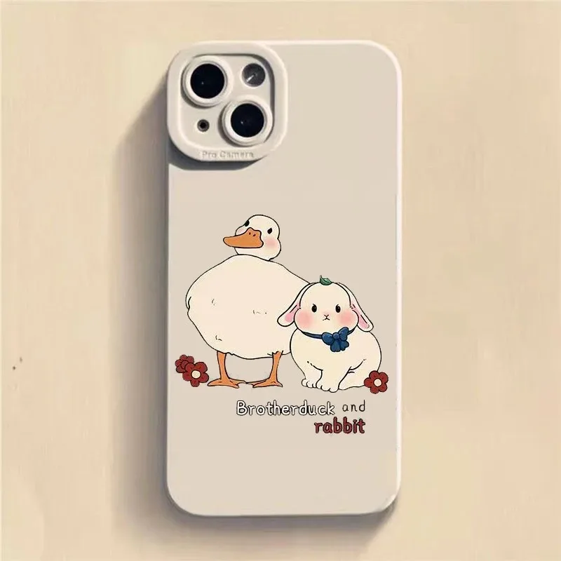 Cartoon Doubt Duck Phone Case For iPhone 16 15 14 13 12 11 Pro Max XS XR X 7 8 Plus Mini SE Soft Shockproof Bumper Back Cover