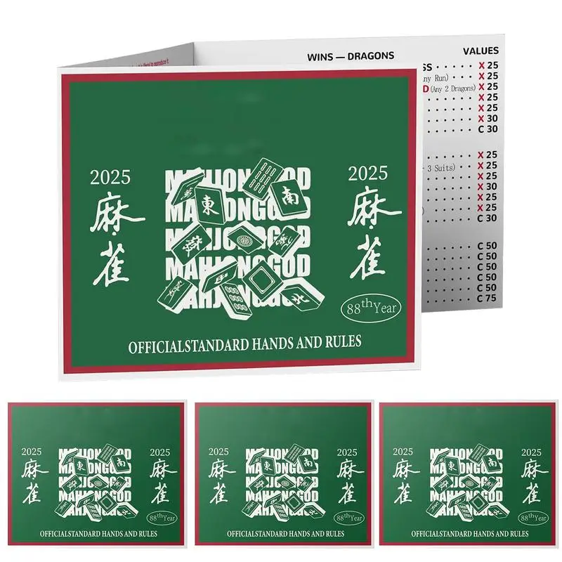 Mah Jongg Cards 4 Pieces Official Rules Mahjong Recording Sheets Board Games Standard Mah Jongg League Scorecard Parties