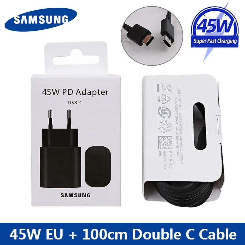 SAMSUNG Original 45W USB-C Super Adaptive Fast Charge Charger EP-TA845 For Samsung GALAXY Note 10 Plus Note10Plus 5G A91 Note10+ 65w usb c charger Chargers