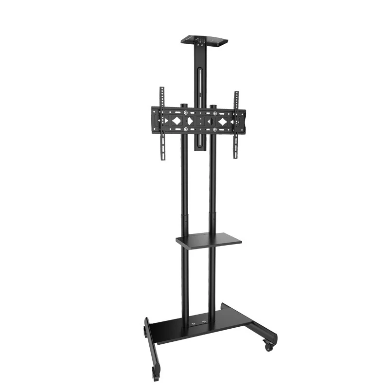 

32”-75"LED LCD Plasma TV Trolley Stand Universal TV Cart Free Lifting with Mobile Wheels and Adjustable AV Shelf Camera Holder